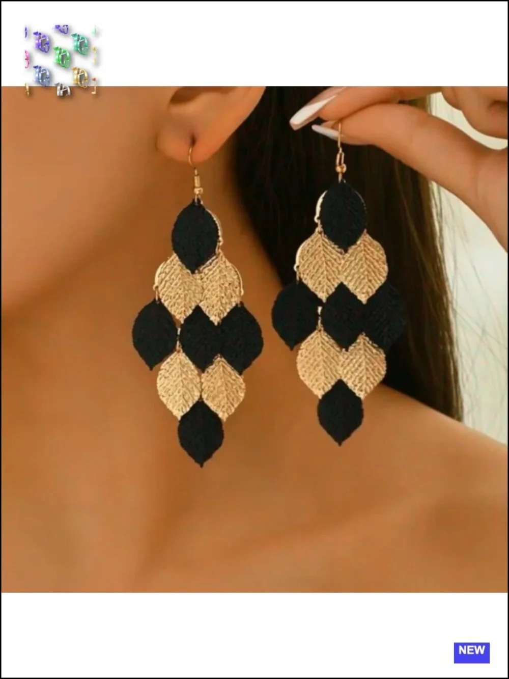Bohemian Geometric Teardrop Layered Leaf Dangle Earrings Lightweight Gift